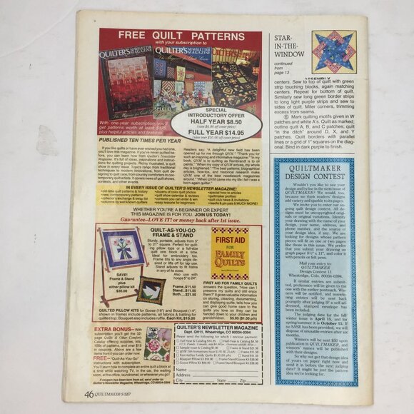 Vintage Quiltmaker Magazine Spring/Summer 1987 Issue 37 Quilt Patterns Designs - Picture 11 of 11